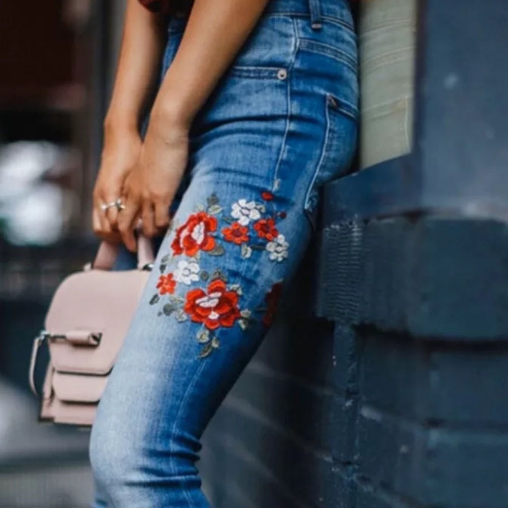 Express Jeans High Rise Embroidered Legging 8